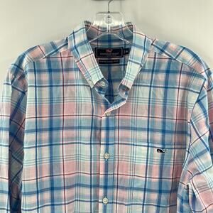 Vineyard Vines Men's Slim Fit Tucker Shirt - Pink/Blue - Medium